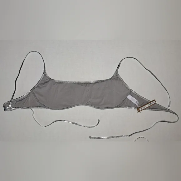❤️NWT SKIMS 2 Piece Metallic Silver Swim Capri Pants bikini top Set NICKEL 3X